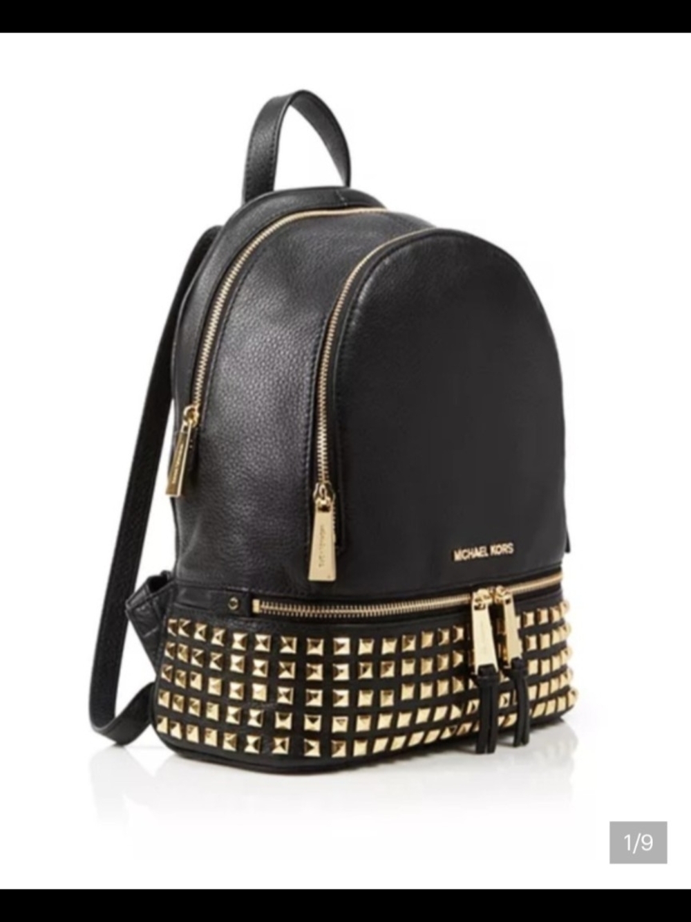 Michael Kors Rhea Black Leather Studded Mini Backpack
